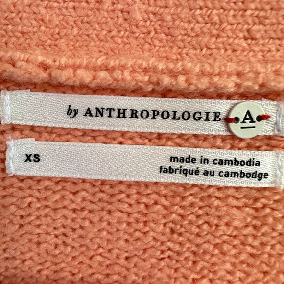 Anthropologie Wool Blend Boat Neck Sweater Peach Pink Size XS Oversized - Picture 5 of 12